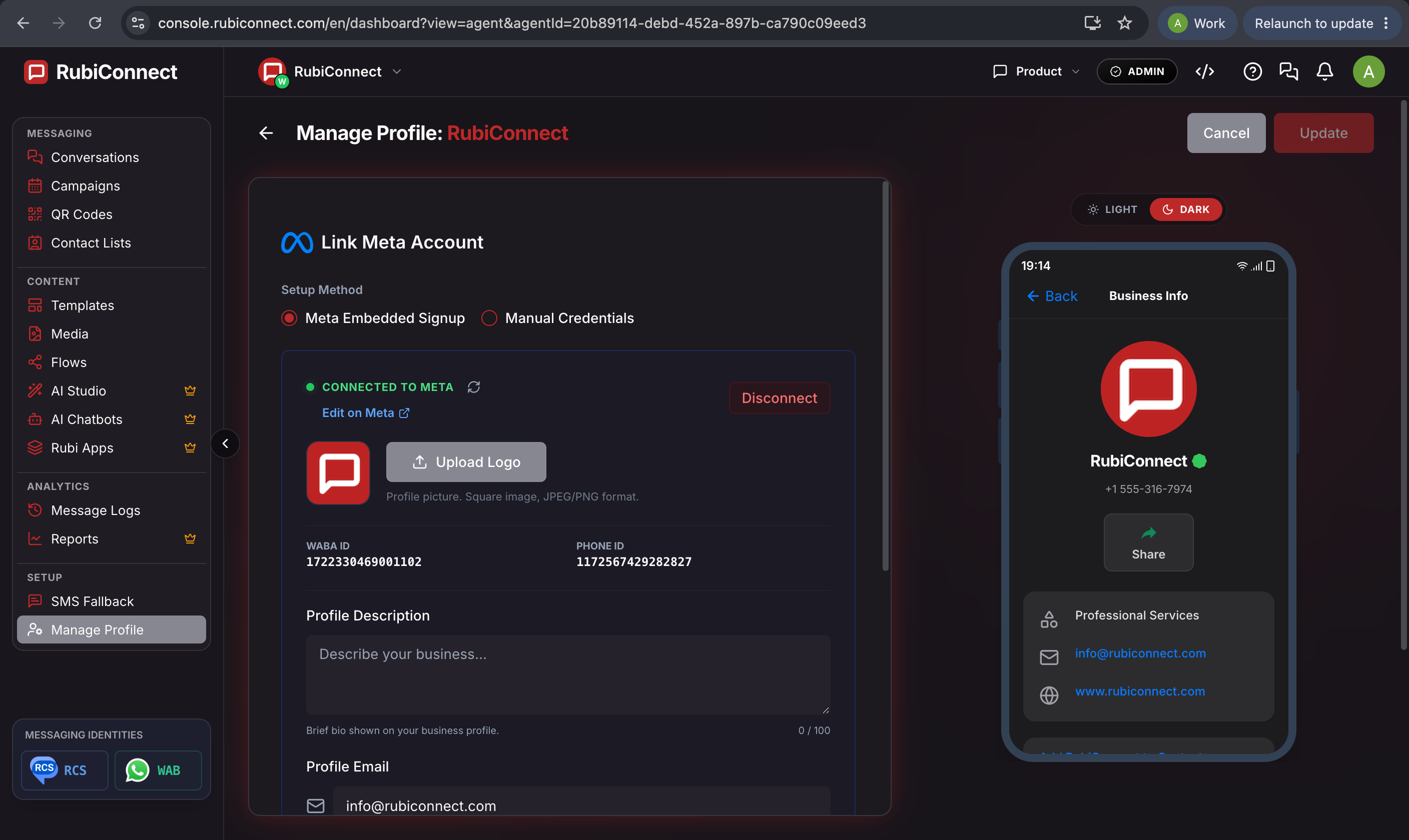 RubiConnect Platform Interactive Workflow Mockup - Slide 1